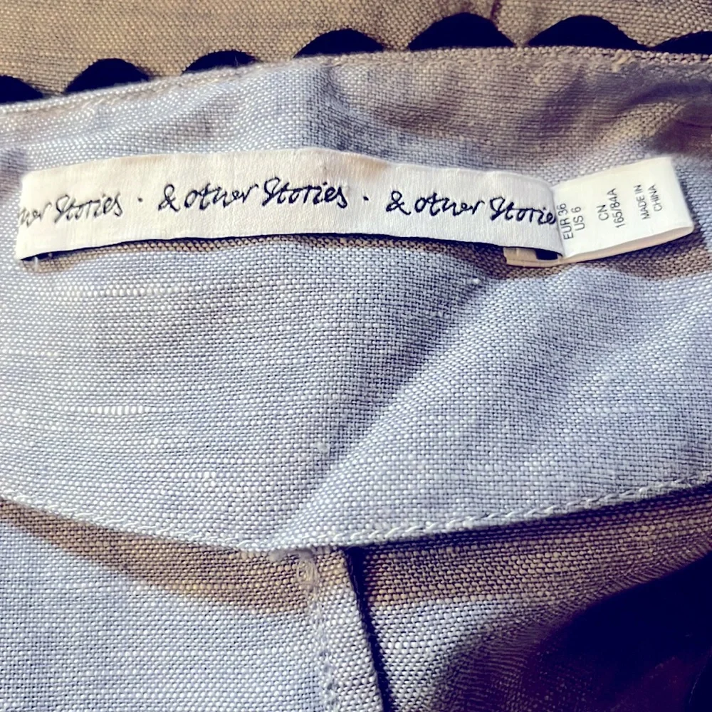 ANTHROPOLOGIE & OTHER STORIES BLUE LINEN BLEND DRESS VERY GOOD CONDITION…